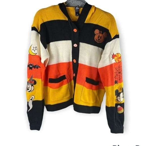 NEW DISNEY MICKEY‎ MOUSE Candy Corn Cardigan Her Universe Hoodie Halloween S - Picture 7 of 16